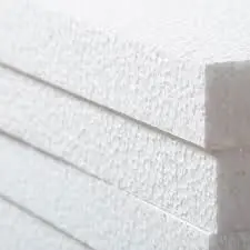 Corner of a white EPS foam board showing its bead texture